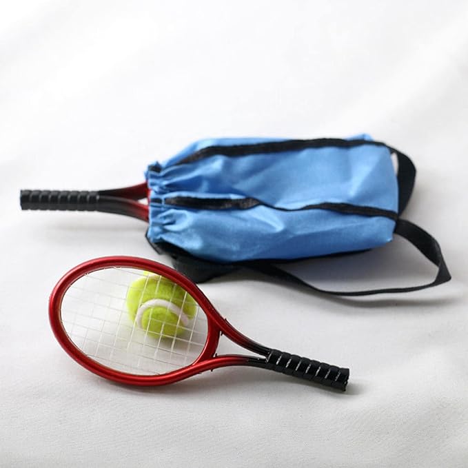 TTETTZ 1:6 Dollhouse Miniature Tennis Racket Set Sports Toy Model