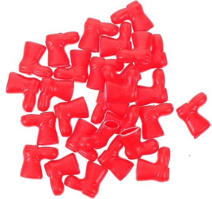 Garneck 100Pieces Mini Santa Claus Boots Craft Set for Christmas Decoration Miniature Red Mini Shoes for Dollhouse and Table Decoration Ideal Creative Craft Projects at Festive Time