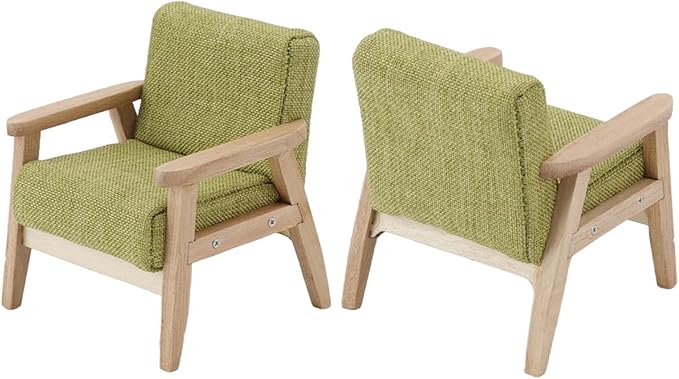 Dollhouse Furniture, Doll House Miniature Sofa Hand Painted Single Lifelike Modeling Decoration for 1 : 12 Doll House (Grass Green)
