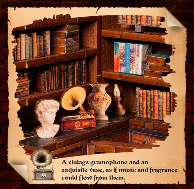 Book Nook Kit，DIY Miniature Dollhouse Kit for Adults and Teens，3D Wooden Tiny House for Family and Friends，Bookshelf Decor in Halloween/Christmas（Book Store） (Book Store)
