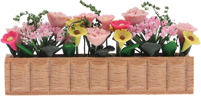 Angoily Miniature Plant Flower Potted, 1 12 Scale Doll House Miniature Plant Model, Dollhouse Fairy Garden Bonsai Model, Dollhouse Pots for Decoration
