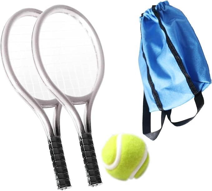 Menolana Mini Tennis Decor 1:12 Miniature Tennis Kit Mini Dollhouse Party Decor, Silver