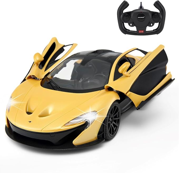 PowerTRC Official Licensed 1:14 Scale Mclaren P1 Model Super Car with Functional Lights | Open Doors Push Button | Yellow