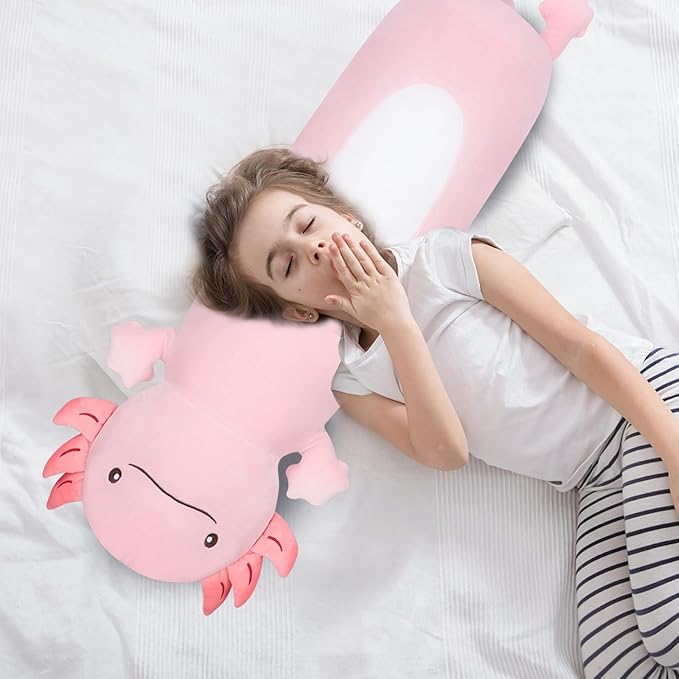 22" Giant Pink Axolotl Stuffed Animal, Cute Soft Long Axolotl Plush Large Body Pillow Big Squishy Plushies Toy, Gift for Kids, Boys, Birthdays