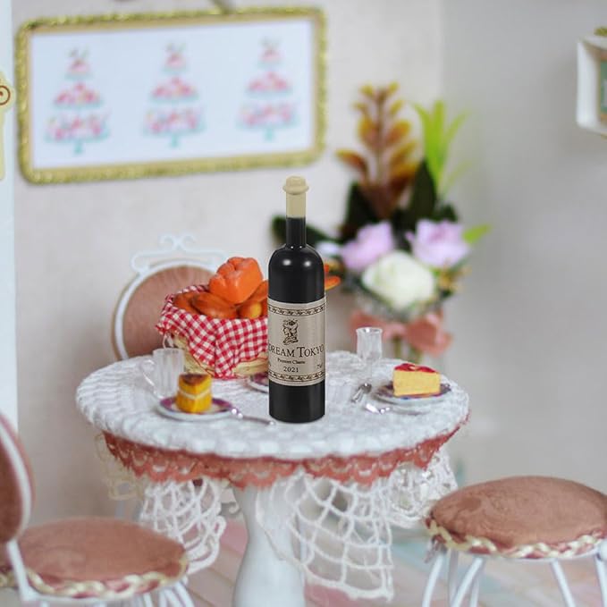 LUOZZY 44 PCS 1:12 Miniature Red Wine Bottle & Cup Tiny Dollhouse Wine Bottles Mini Wine Glasses Dollhouse Champagne Bottles Dollhouse Kitchen Accessories