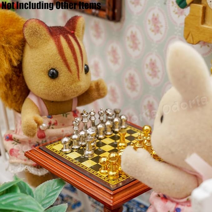 Odoria 1/12 Miniature Chess Games with Magnetic Table Dollhouse Decoration Accessories