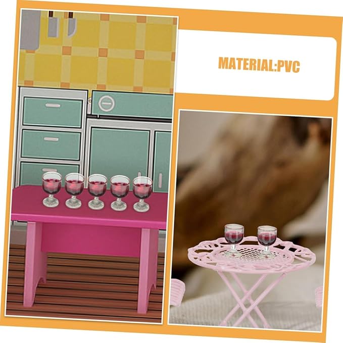 4Pcs Mini 1/12 ScaleBar Set with Red Wine Glasses and Bottles, Realistic Dollhouse Miniatures for Architectural Models, Photography Props and Display Collections
