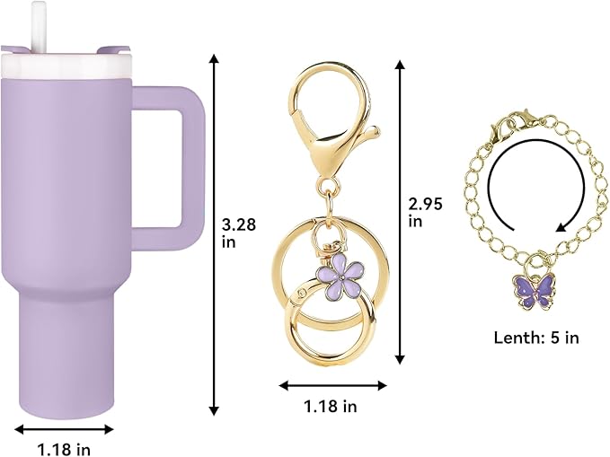 ERTUNA Mini Tumbler Keychain Accessories for Stanley Cup, 2 Way Cute Charms Chapstick Lip Balm Holder for Women Purse Handbag