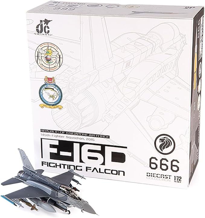 Motor city classics 1:72 Scale Diecast | F-16D Fighting Falcon Republic of Singapore Air Force, 145th Fighter Squadron, 2015 | JCW-72-F16-019 | JC Wings