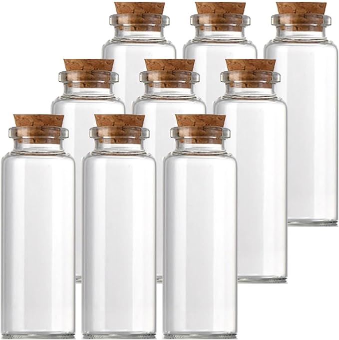9 pcs 40ml Small Glass Bottles with Cork Stopper,Decorative Bottle,Vials Jars,Cute Storage Jar,Wishing Bottle 30x80mm(1.18x3.15inch)