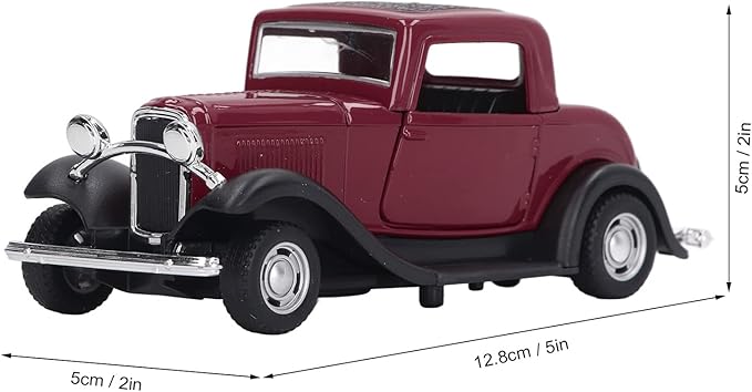 Classic Vintage Alloy Car Model Opened Doors Retro Antique Pullback Toy 1:32 for Playtime Education (Burgundy)