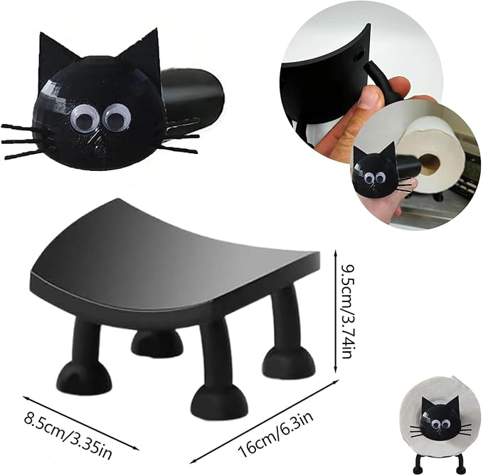 Cat Toilet Paper Holder - Funny Animal Paper Towel Holder for Bathroom Decor, Self Standing Unique 3D Printed with Durable Resin, 3pcs