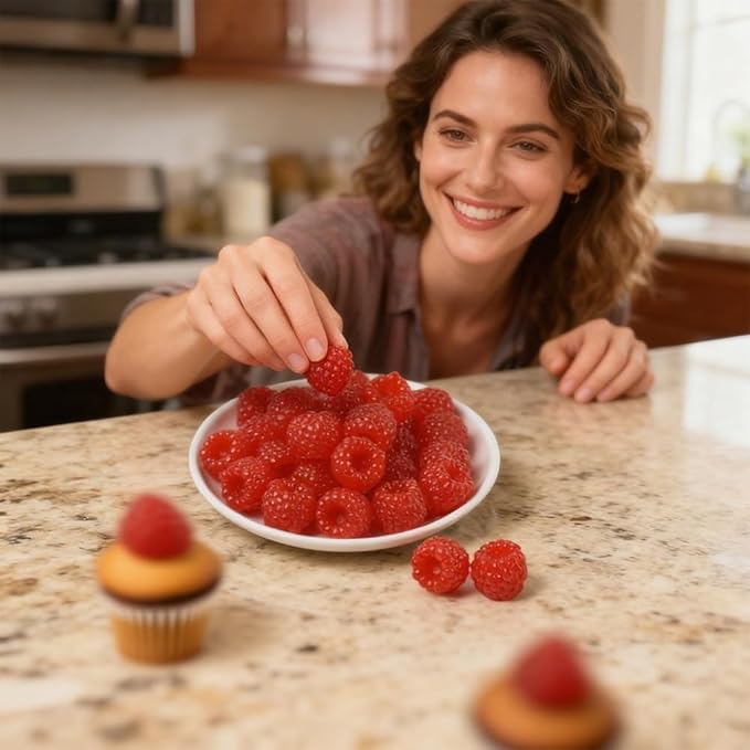 Mini Fake Raspberry 30PCS, Artificial Raspberries Realistic Raspberry Fake Fruits Mini Resin Figures for Home Decoration Party Ornament Photography Prop(Red)