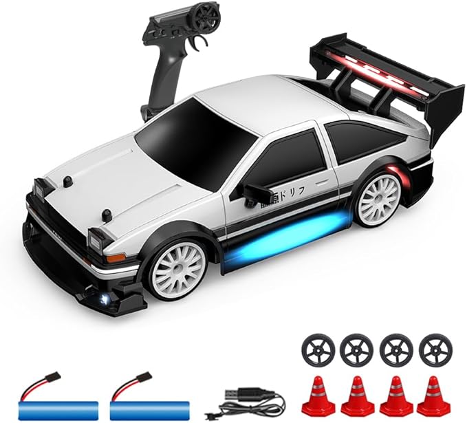 1:24 Scale RC Drift Car, 30KM/H 4WD 2.4GHz Remote Control Cars with LED Light, Racing and 4 Drifting Wheels, High Speed RC Racing Cars Perfect Toy Gift for Teen Adults