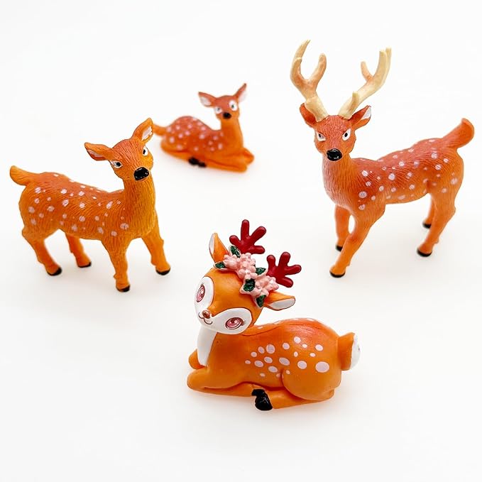 Cayway 7 PCS Deer Fairy Garden Accessories, Micro Landscape Miniature Deer, Micro Landscape Ornaments DIY Kit for DIY Craft Modeling Decor Micro Landscape