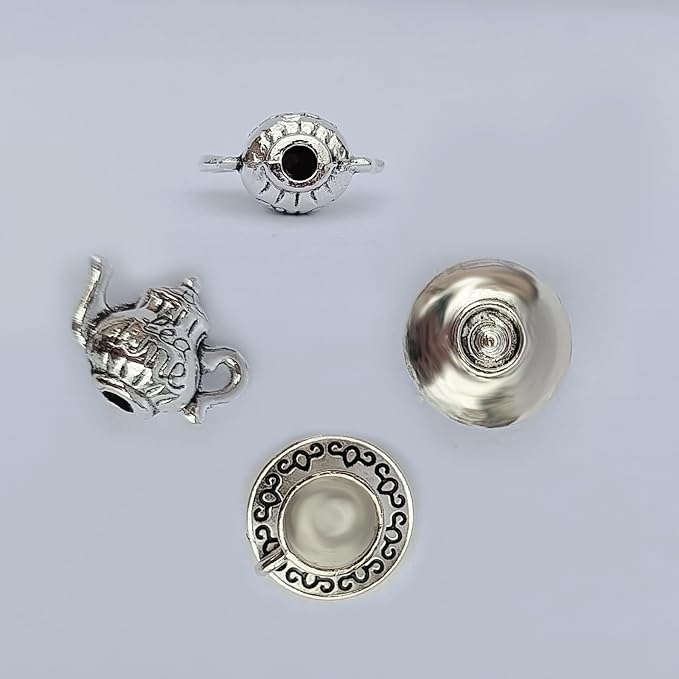 Miniature Tea Cup Set 1:12 Dollhouse Vintage Metal Teapot Coffee Shop Kitchen Accessories Decor, Mini Cups and Teapot 3 Pcs