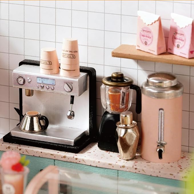 CRIOLPO Miniature House Kits for Adults, DIY Doll Room Miniature Furniture House Kit, Wooden Dolls House, Tiny House Model Kits, Craft Your Own Wooden Doll House - Sunshine Milk Tea Shop
