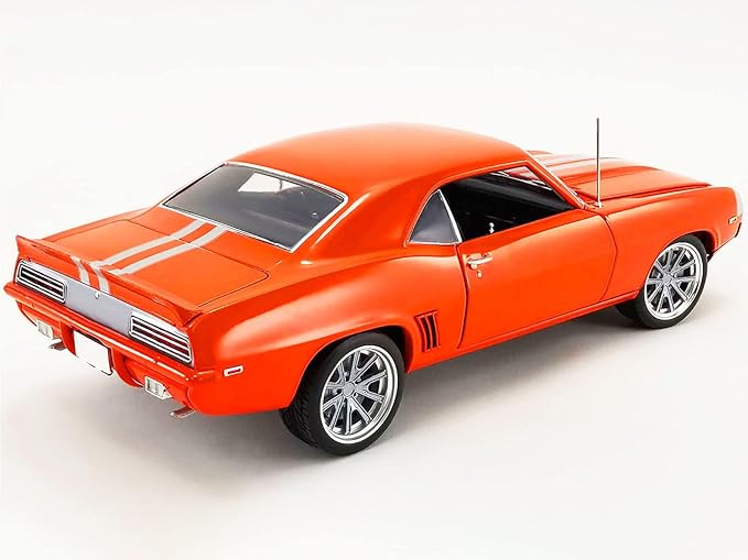 1969 Chevy Camaro Restomod Custom Hugger Orange with Silver Stripes Limited Edition to 800 Pieces Worldwide 1/18 Diecast Model Car by Acme A1805720