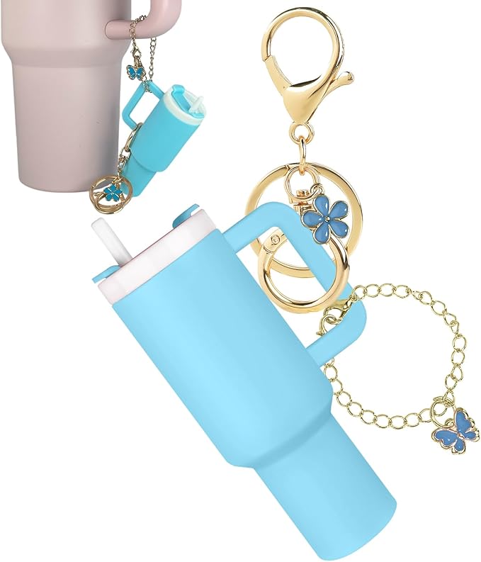 ERTUNA Mini Tumbler Keychain Accessories for Stanley Cup, 2 Way Cute Charms Chapstick Lip Balm Holder for Women Purse Handbag