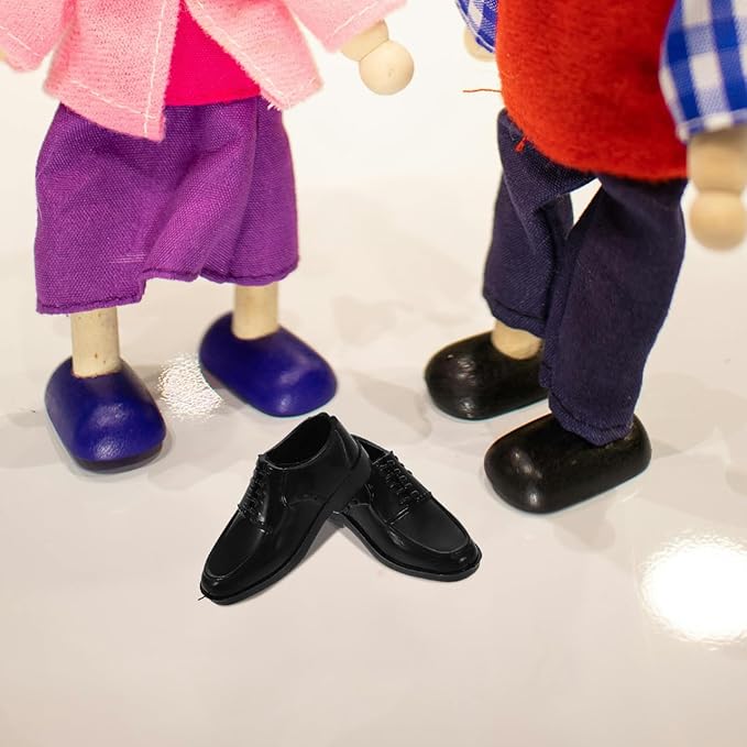 TOYANDONA 10pairs Miniature Black Shoes for Dolls Elegant Prince Style Dress up Shoes for Scale Male Dolls for Dollhouse Decor and Micro Landscape Ornaments