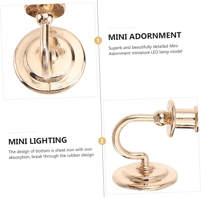 Ibasenice Dollhouse Wall Lamps 2pcs Vintage Metal Mini Wall Lights 1:12 Scale Girl Toys Crystal Diamond Hanging Lamps