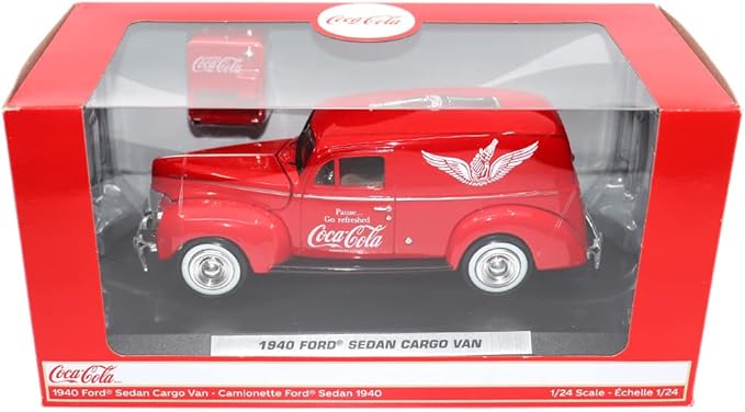 Motor city classics Coca-Cola Diecast Collectible | 1940 Ford Delivery Van with Cooler | 1:24 Diecast Scale Model 424195 | Officially Licensed Coca-Cola Diecast