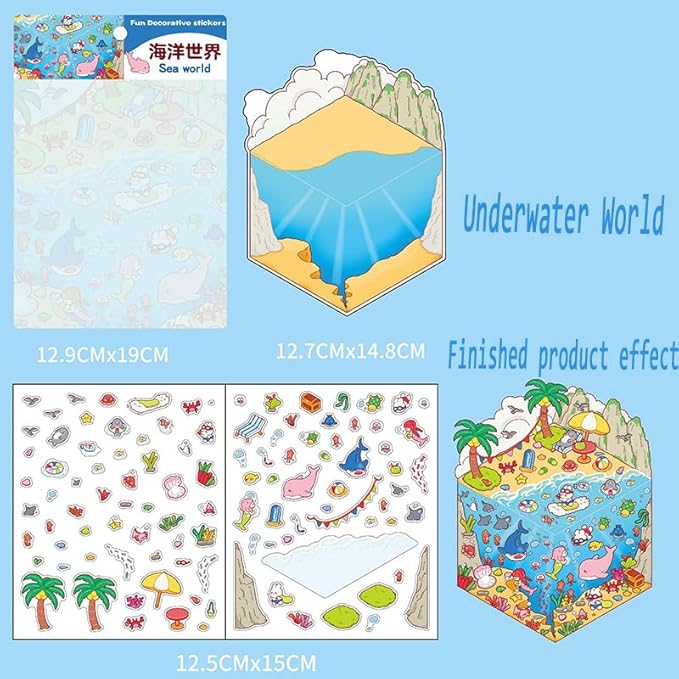 DIY 3D Stickers Kit for Adults & Teens - 4 Set Creative House Scene Stickers Make Your Own Mini Room Scenes- Stress Relief Craft for Home Decor, Gift Idea, Fun Art Activity