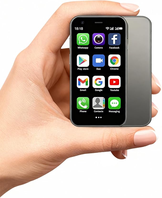 Mini Phone, 3.0 Inch Android Dual Camera Dual SIM, Mini Smartphone Unlocked, Face lD/WiFi/Bluetooth, Palm Phone for Kids, Student Pocket Cellphone,2GB +32GB (Silver Gray)