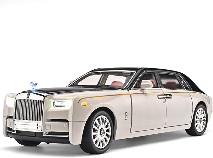 Car Toys for Boys 1/18 Diecast Cars Phantom Model Car Kits Collectible Suitability for Children and Adults,Pull Back Cars with Light and Sound,Toy Cars for Boys Age 4-7（White）