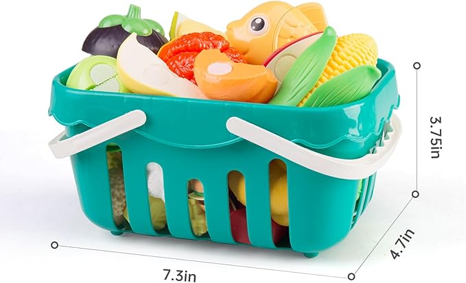 240Pcs Kids Mini Play Kitchen Accessories, Play Pans, Pots, Cookware with Desserts, Cuttable Veggies & BBQ Set & Storage Basket, Prop Money, Learning Gift for Child，Toddlers, Child, Yellow