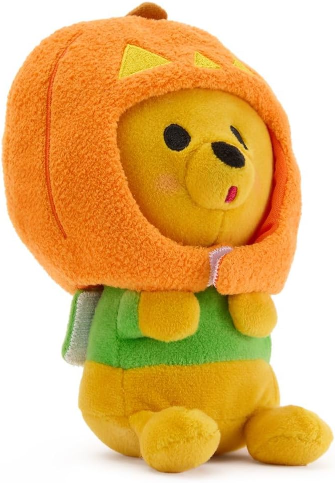 Disney Store Official Mini Mix-Its Plushies – Halloween Pooh - Cute Stuffed Animals - Mix & Match Detachable Hats - Hook and Loop Strap - Plush Toys for Kids and Collectors, 7 Inch