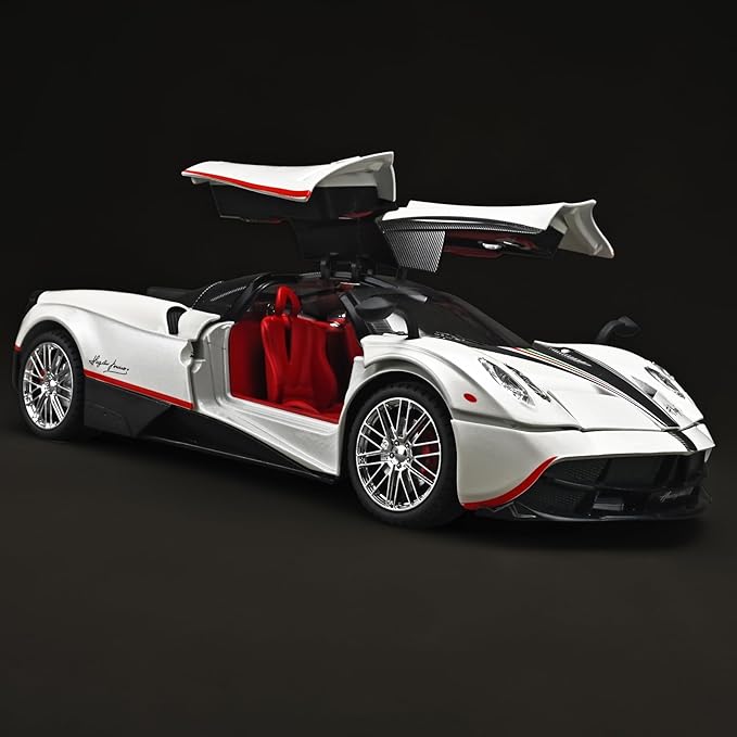 Car Toys for Boys 1 18 Scale Diecast Cars Compatible for Pagani Huayra Dinastia Model Car Kits Collection,Metal Pull Back Cars with Light and Sound,Toy Cars for Boys Age 4-7（White）