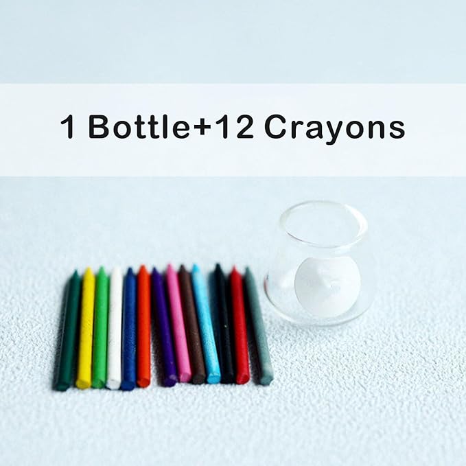 Miniature Dollhouse Colored Crayon Pencil Set with Glass, 1:12 Scale, 13 Count (Pack of 1), Multi-colored, Ideal for Dollhouse Decor, Dioramas, or Desk Decoration