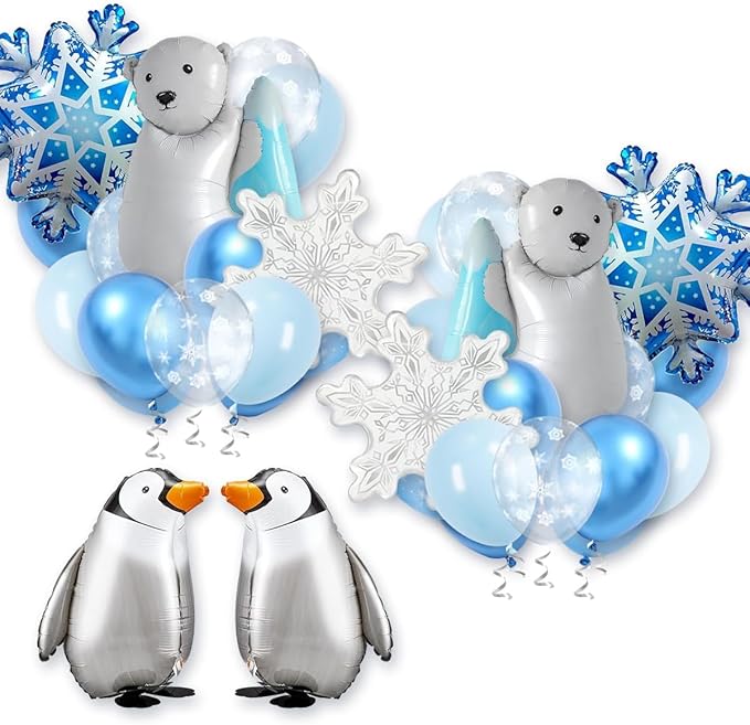 38 Polar Balloons Winter Balloons Polars Bear Balloon Penguin Winter Birthday Decorations Animal Theme for Winters Baby Shower Decoration Polar Bear Christmas Decorations Supplies