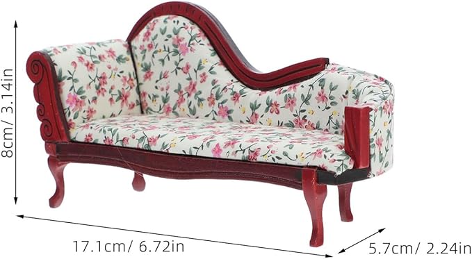 COHEALI Mini Doll House Furniture - 1 12 Scale Vintage European Style Sofa for Dollhouse Decoration and DIY Miniature Scenes