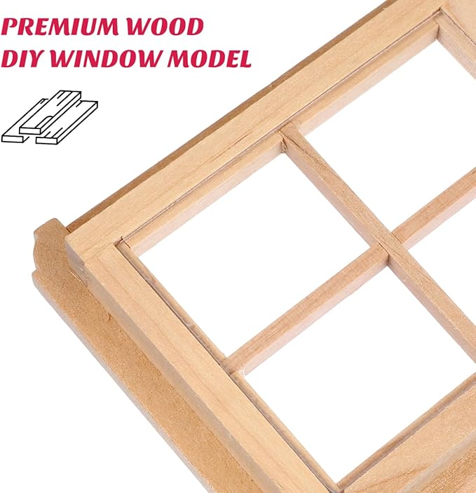Garneck Miniature Window Frame Model Tiny Furniture Window Ornament Toy for Doll House