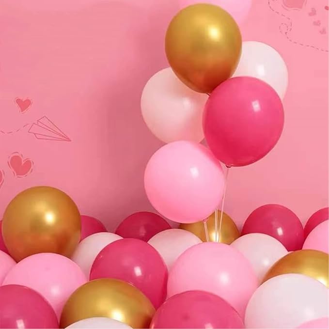 5 inch Hot Pink Party Balloons, 100 pcs Mini Dark Pink Latex Balloons for Birthday Wedding Baby Shower Decorations (Hot Pink)