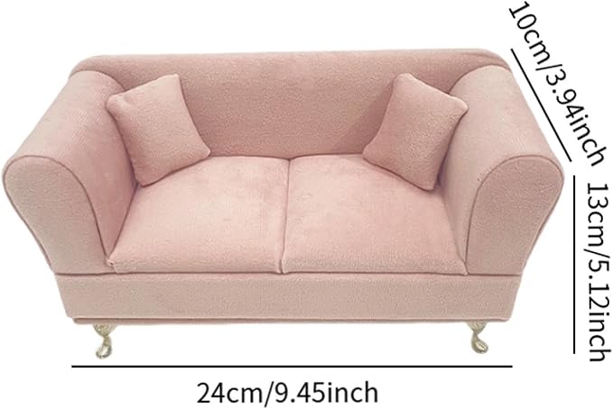 1/6 Scale Dollhouse Sofa, Miniature Sofa with Pillows, Jewelry Box Organizer, Modern Dollhouse Furniture, Artificial House Room Scene Decoration, Furniture Model for 12inch Dolls Accessories