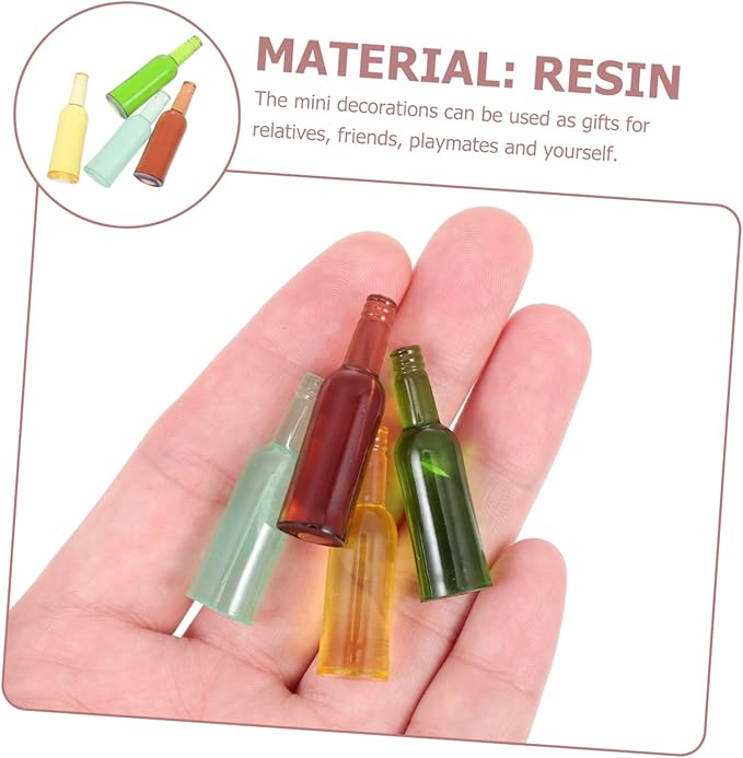 Alasum 120pcs Mini House Resin Bottles Charming Decor for Dollhouse Kitchen and Living Room Includes Miniature Wine Bottles