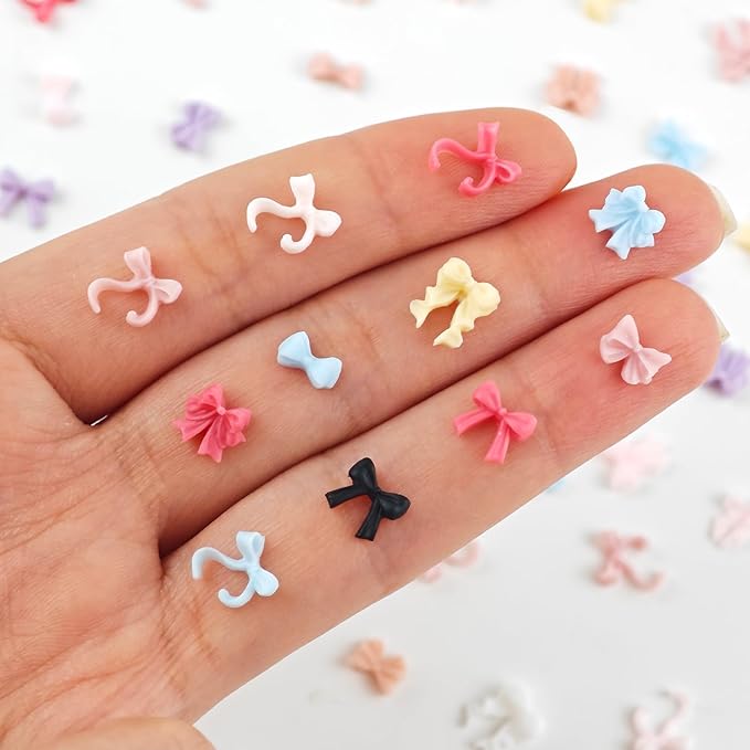 300 Pieces Tiny Bow Decor for Dollhouse Micro Resin Decor for DIY Crafts Mini Things for Fairy Garden Micro Landscaping Decoration