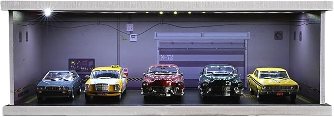 1/43 Diorama Display Case with Tri-Colour Dimmable Lighting, Fits for Hot Wheel Matchbox Mini GT Diecast Cars Model,1:43 Car Garage Parking Lot Scene Display Storage (Underground Garage)