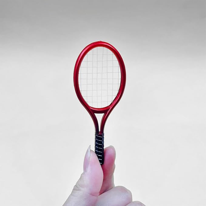 Miniature Tennis Racket Set: 1/12 Scale Sport Miniatures for Dollhouse Decor & Wall Art (Adult Collectibles)