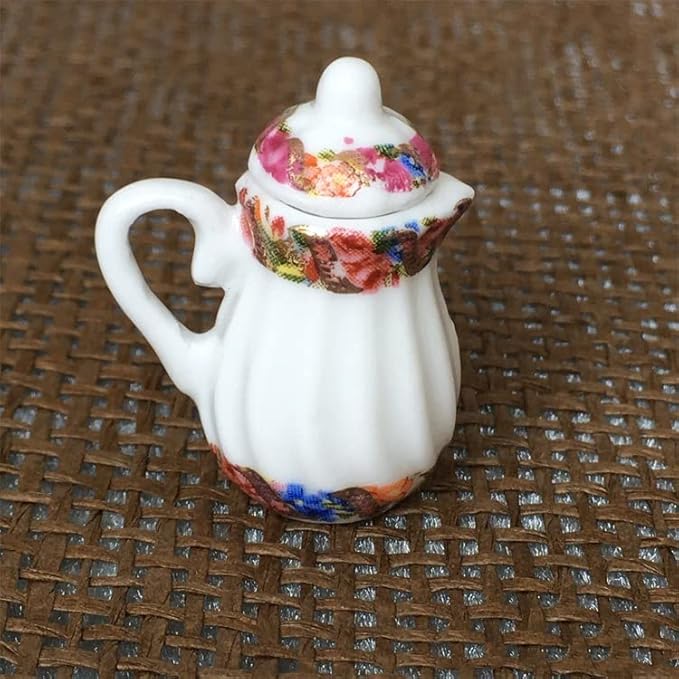 Dollhouse Decoration Accessories, 1:12 Dollhouse Miniature 15 Pcs Porcelain Tea Sets Mini Food Toy Model (I)