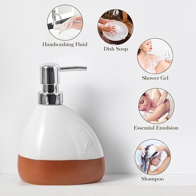 MALACASA Bathroom Accessories Sets 4 Pcs, Cream Soap Dispenser and Farmhouse Toothbrush Holder, Soap Dish with Storage Cup, Durable Ceramic Bathroom Decor for Morden Apartment, Ceram Color