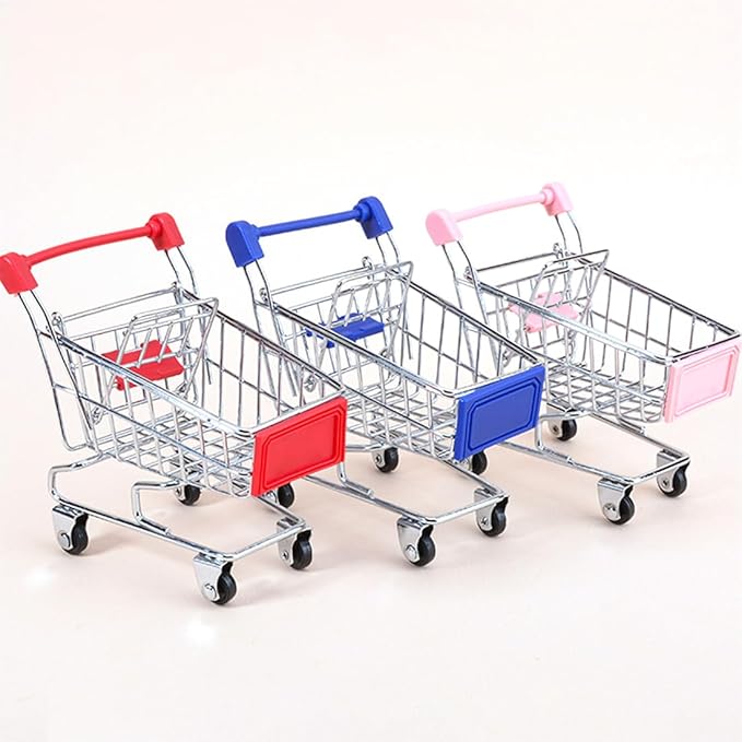 1/20 Scale Mini Realistic Shopping Cart Model, Supermarket Metal Trolley Model, Miniature Food-Play Accessory