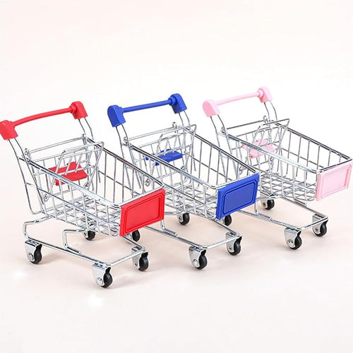 1/20 Scale Mini Realistic Shopping Cart Model, Supermarket Metal Trolley Model, Miniature Food-Play Accessory