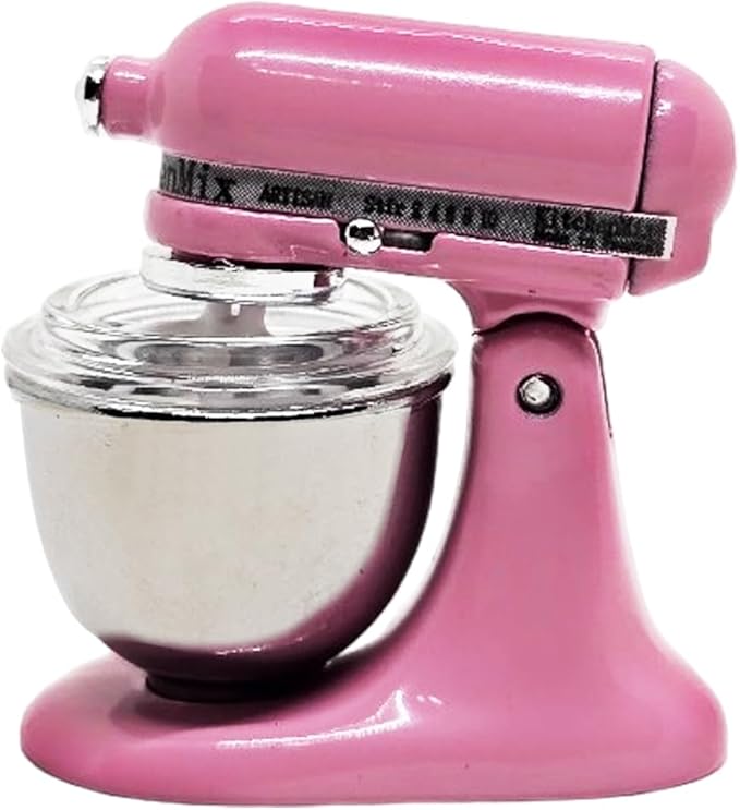 ChangThai Design Tiny 1¼" High Pink Bread Dough Mixer Kneader Machine Movable Figurine Steel and Resin Miniature Decoration Accessories Replica Decorative Collectible Figurines Home Décor Gifts