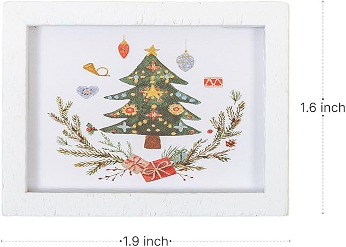 SAMCAMI Miniature Dollhouse Accessories Christmas, Mini Wall Art, 1/12 Scale Accessories, Dollhouse Miniatures, 8 Pieces