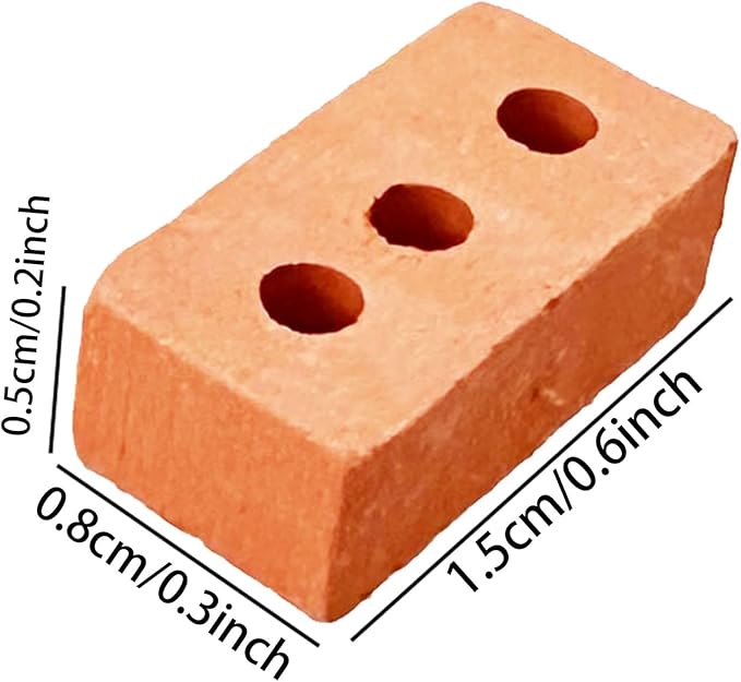 Woohome 200 PCS Mini Bricks for Landscaping, Crafts, Dollhouse and Garden Accessories - Realistic Tiny Blocks (3 Holes, Red)
