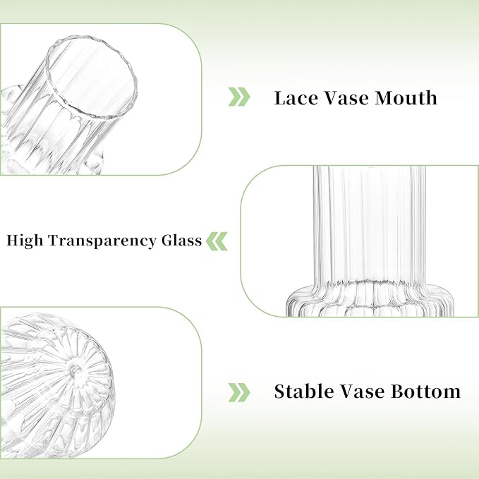 Glasseam Glass Bud Vases for Centerpieces: 4Pcs Clear Small Vase for Flowers Wedding Table Centerpieces - Modern Mini Decorations for Cute Vintage Home Living Room Decor